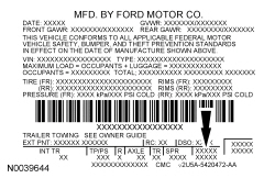 Ford Taurus. Identification Codes