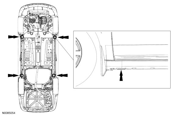 Ford Taurus. Jacking and Lifting